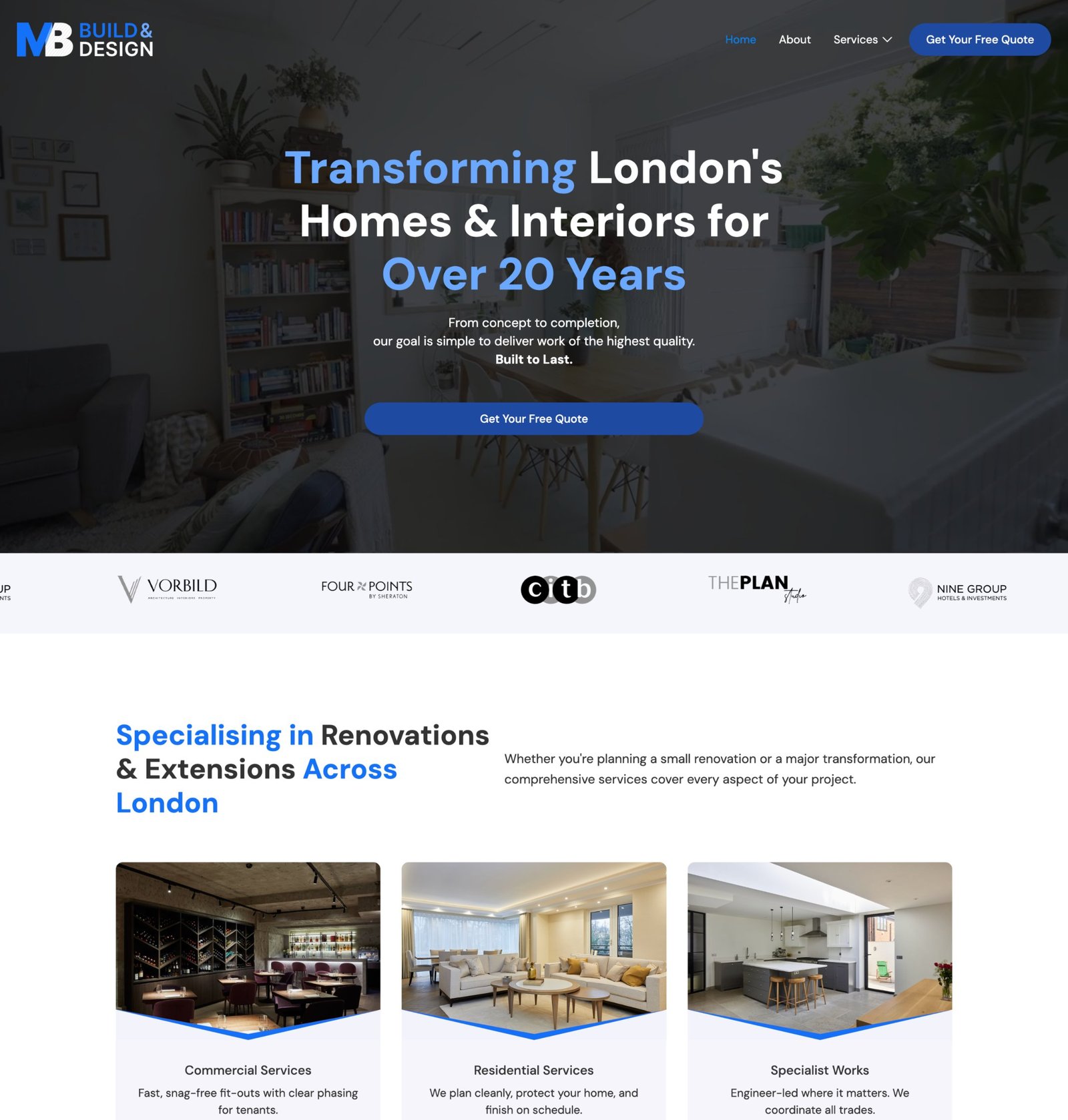 Website created for MB Build and Design